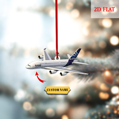 Personalized Airplane Acrylic 2D Flat Acrylic Ornament, Aviation Christmas Tree Decoration for Pilots, Helicopters, Traveling Hanging Gift