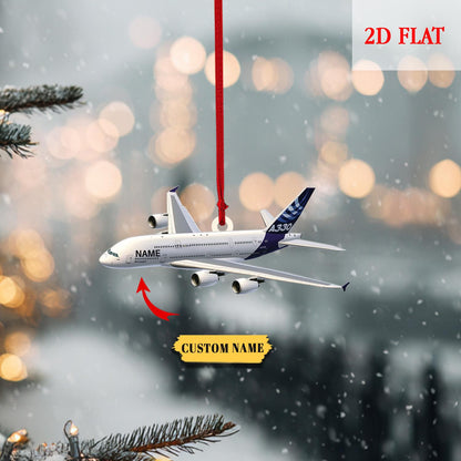Personalized Airplane Acrylic 2D Flat Acrylic Ornament, Aviation Christmas Tree Decoration for Pilots, Helicopters, Traveling Hanging Gift