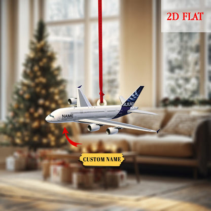 Personalized Airplane Acrylic 2D Flat Acrylic Ornament, Aviation Christmas Tree Decoration for Pilots, Helicopters, Traveling Hanging Gift