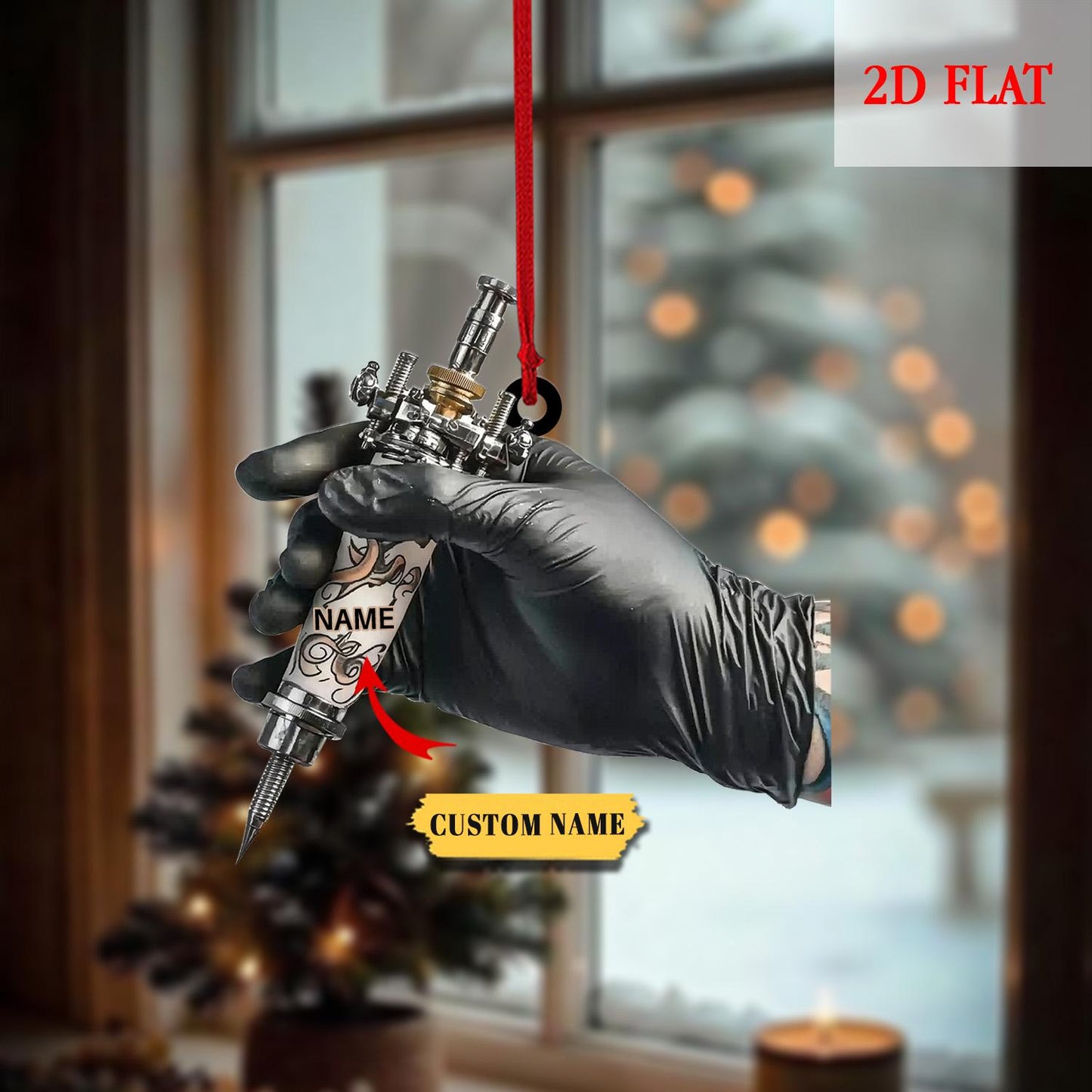 Personalized Tattoo Machine Ornament, Tattoo Artist, Gift For Tattoo Artist, Tattoo Lovers Gift, Tattoo Studio Xmas Tree Decor Gift