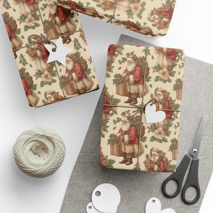 Vintage Christmas Santa Gift Wrap Holiday Gift Wrapping Paper Christmas Gift Wrap Xmas Christmas Vintage Victorian Roll Gift Wrap Paper