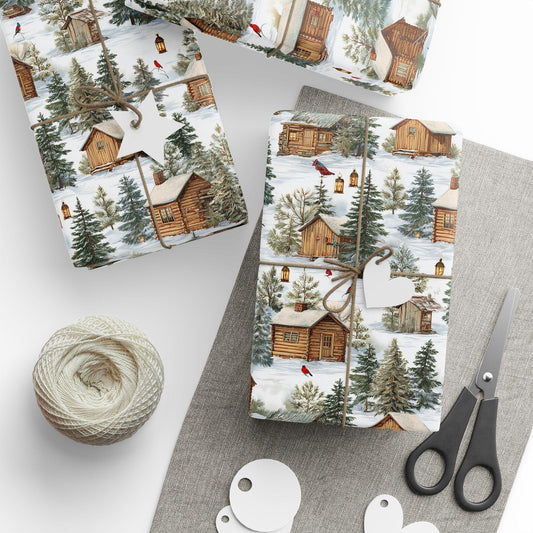 Christmas Gift Wrap - Winter Scene Wrapping Papers, Holiday Gift Packaging, Festive Present Wrap, Snowy Christmas Decor, Seasonal Gift
