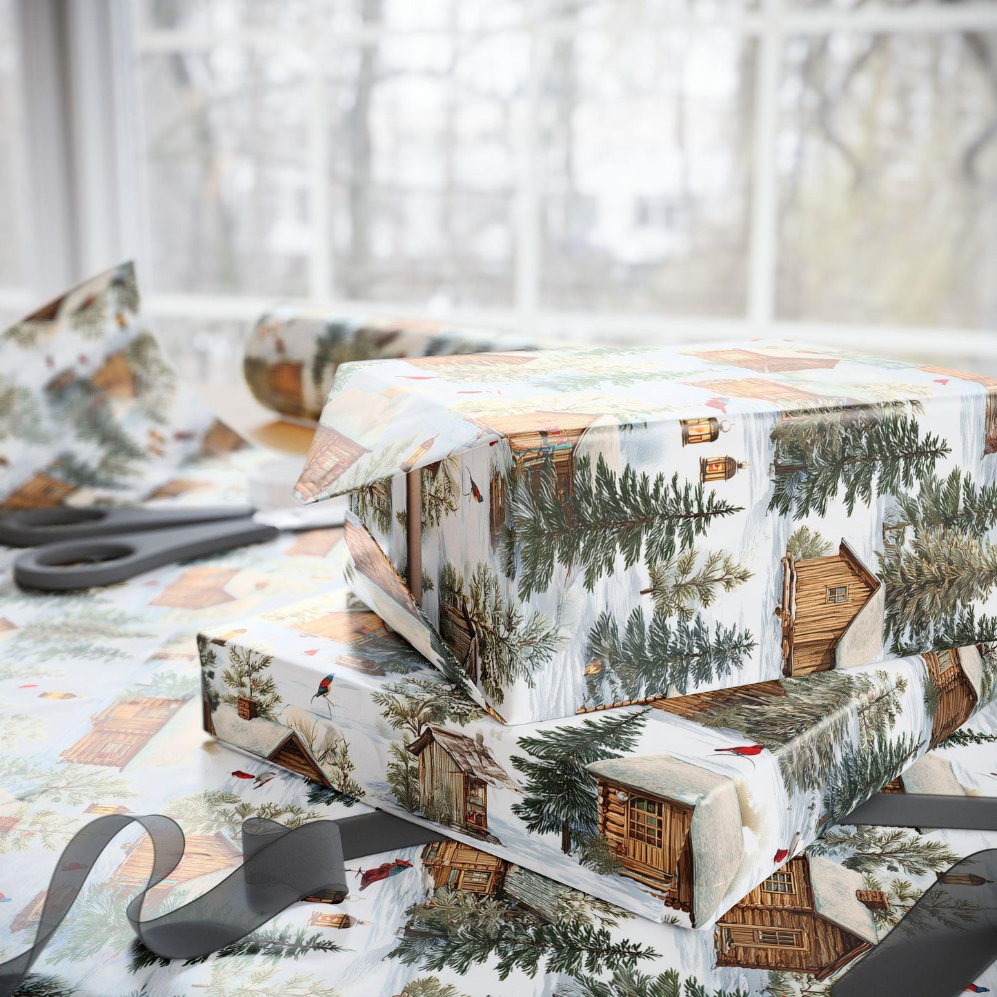 Christmas Gift Wrap - Winter Scene Wrapping Papers, Holiday Gift Packaging, Festive Present Wrap, Snowy Christmas Decor, Seasonal Gift