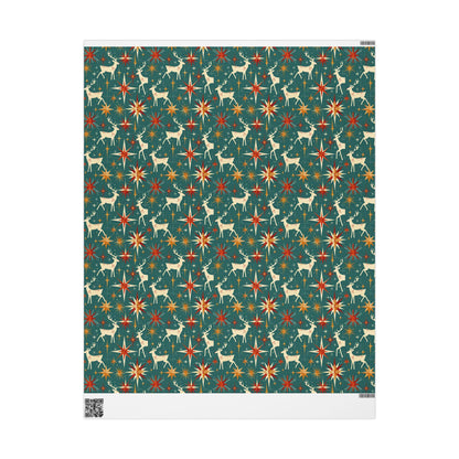 Christmas Wrapping Paper Roll - Festive Holiday Gift Wrap, Xmas Presents, Gift Packaging, Seasonal Decor, Red Green Winter Pattern