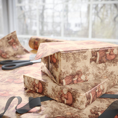 Gift Wrap, Vintage Christmas Toile Gift Wrap, Holiday Wrapping Paper, Xmas Victorian Roll, Christmas Wrapping Paper, Gift Wrap Paper