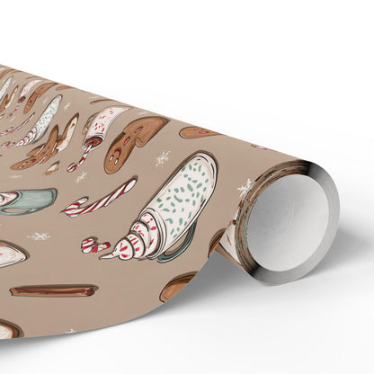 Christmas Wrapping Papers - Cookies Cream  Festive Holiday Gift Wrap, Xmas Present Packaging, Gingerbead Men Wrapping