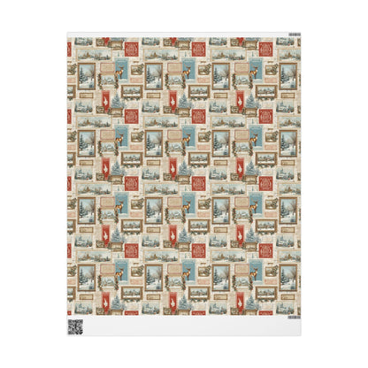 Wrapping Paper Vintage Christmas Postcard Gift Wrap Holiday Gift Wrapping Paper Christmas Gift Wrap Xmas Christmas