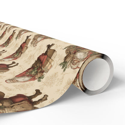 Christmas Wrapping Papers, Vintage Santa Xmas Roll Gift Wrap Paper, Holiday Gift Wrapping, Christmas Gift Wrap, Festive Gift Wrap, Gift Wrap