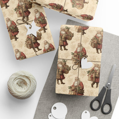 Christmas Wrapping Papers, Vintage Santa Xmas Roll Gift Wrap Paper, Holiday Gift Wrapping, Christmas Gift Wrap, Festive Gift Wrap, Gift Wrap