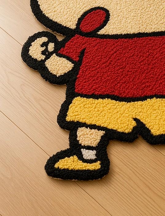 Hand-Tufted Wool Shinchan Rug: Anime Kids Room Decor For Anime Lovers 5x8ft Kawaii Home