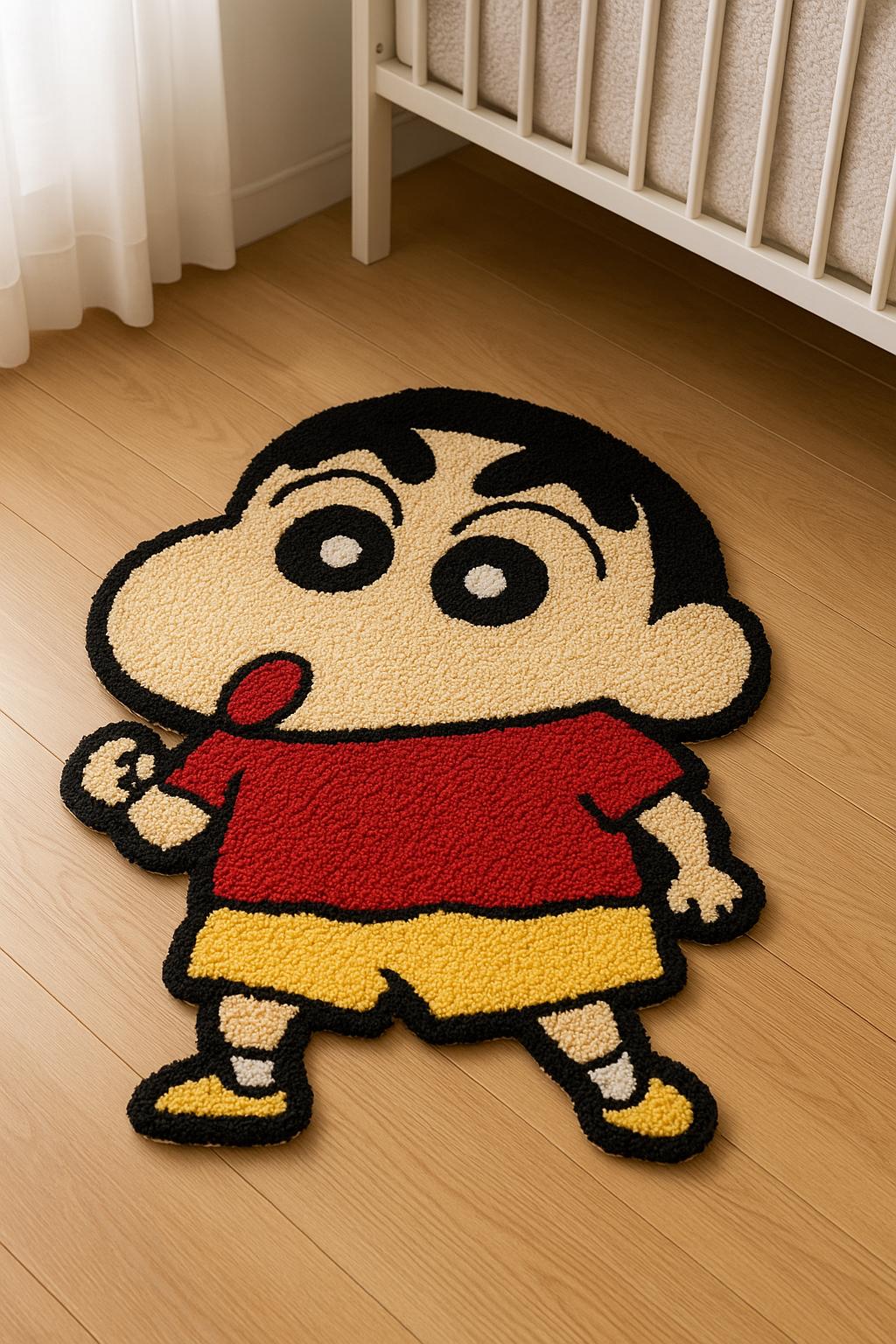 Hand-Tufted Wool Shinchan Rug: Anime Kids Room Decor For Anime Lovers 5x8ft Kawaii Home