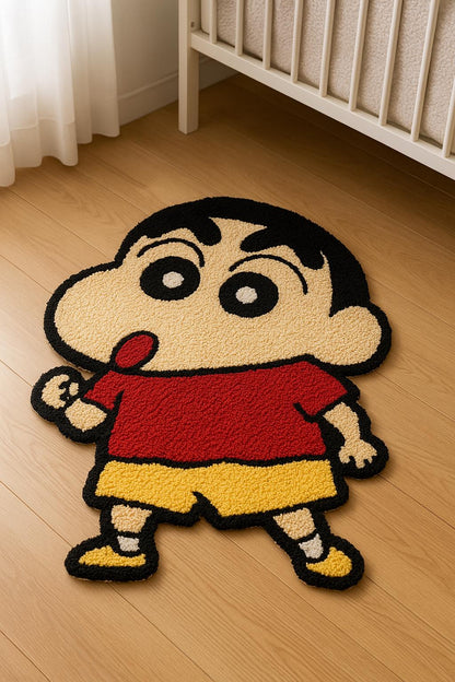Hand-Tufted Wool Shinchan Rug: Anime Kids Room Decor For Anime Lovers 5x8ft Kawaii Home
