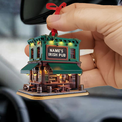 Personalized Irish Pub Ornament, Irish 2D Flat Ornament 2025, Ireland Gifts Shamrock, Irish Christmas Keepsake, Pub Decor Gift For Pub Lover