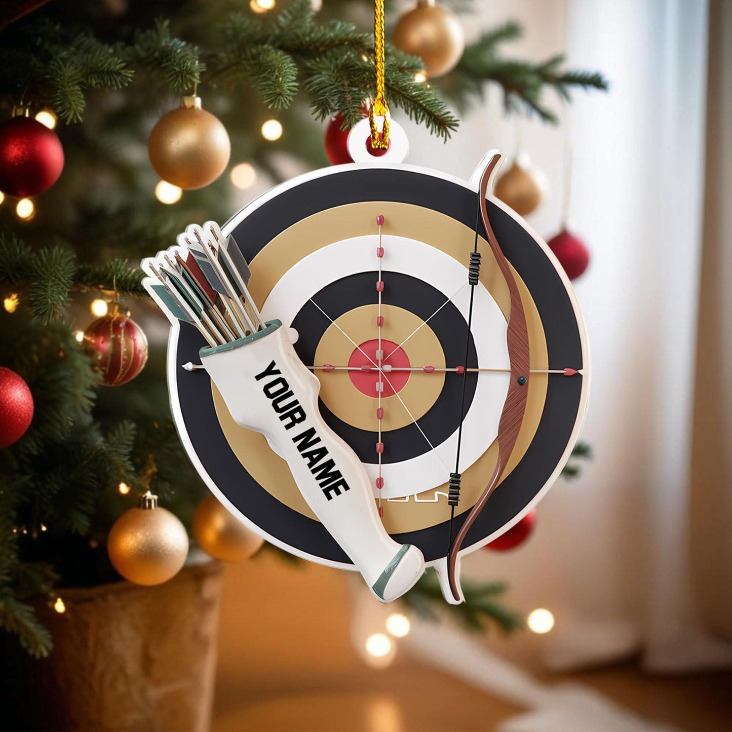 Personalized Archery Christmas Ornament, Custom Bow and Arrow Decor, Unique Gift for Archers and Hunters, Holiday Present for Sports Lovers