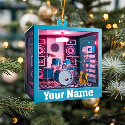 Personalized Music Room 2D Flat Ornament, Custom Christmas Ornament, Music Room Ornament, Music Studio Ornament, Musician Christmas Gift