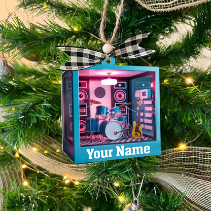Personalized Music Room 2D Flat Ornament, Custom Christmas Ornament, Music Room Ornament, Music Studio Ornament, Musician Christmas Gift