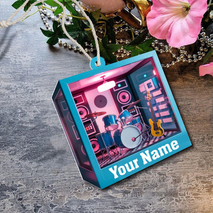 Personalized Music Room 2D Flat Ornament, Custom Christmas Ornament, Music Room Ornament, Music Studio Ornament, Musician Christmas Gift