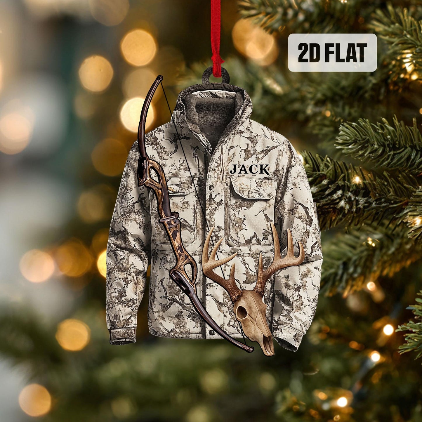 Personalized Hunting 2D Flat Ornament, Custom Deer Hunting Christmas Tree Ornament, Hunting Vest Christmas, Gift for, Dad, Husband, Hunter