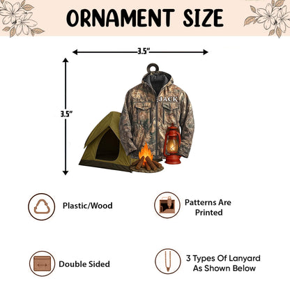 Personalized Camping 2D Flat Ornament, Custom Camping Christmas Tree Ornament, Hiking Ornament, Outdoor Adventure, Camping Gift for Him