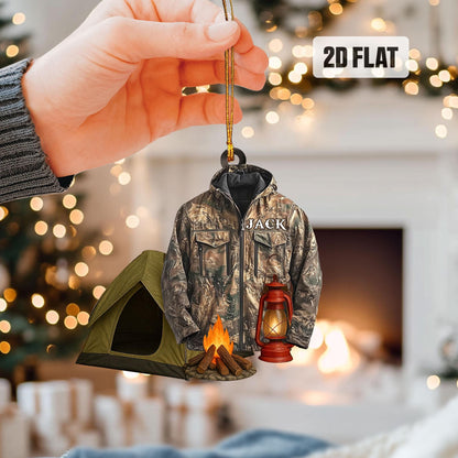 Personalized Camping 2D Flat Ornament, Custom Camping Christmas Tree Ornament, Hiking Ornament, Outdoor Adventure, Camping Gift for Him