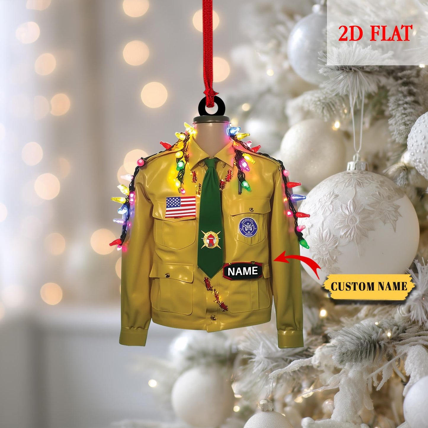 Personalized 2 Flatted Boy Scout Of America Uniform Christmas Ornament, Scout Shirt Keepsake, Holiday Gift for Scouts, Cub Scouts Gift