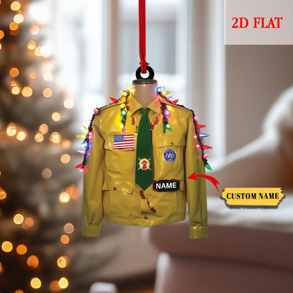 Personalized 2 Flatted Boy Scout Of America Uniform Christmas Ornament, Scout Shirt Keepsake, Holiday Gift for Scouts, Cub Scouts Gift