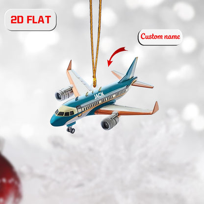 Custom Airplane Ornament, Personalized Pilot Christmas Decoration, Unique Aviation Holiday Gift, Custom Name Flight Attendant Ornament