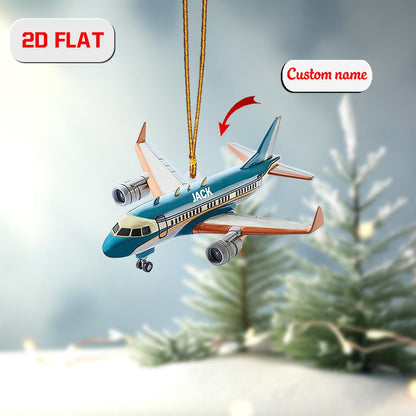 Custom Airplane Ornament, Personalized Pilot Christmas Decoration, Unique Aviation Holiday Gift, Custom Name Flight Attendant Ornament