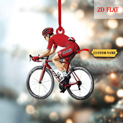 Personalized Mountain Biking Boys Christmas Ornament, Mountain Bike 2D Flat Acrylic Ornament, Christmas Bicycle Tree Decor, Gifts For Biker