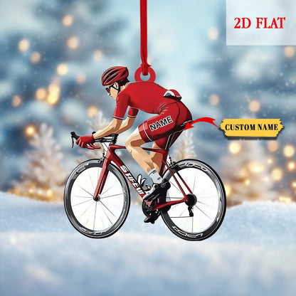 Personalized Mountain Biking Boys Christmas Ornament, Mountain Bike 2D Flat Acrylic Ornament, Christmas Bicycle Tree Decor, Gifts For Biker