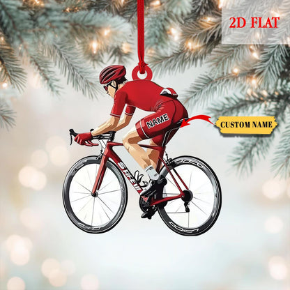 Personalized Mountain Biking Boys Christmas Ornament, Mountain Bike 2D Flat Acrylic Ornament, Christmas Bicycle Tree Decor, Gifts For Biker