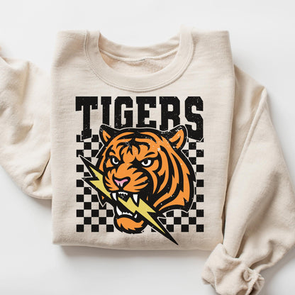 Tigers Basketball mascot, Tigers game day football, football mom crewneck, cute game day sweatshirt, Heather ash unisex sweatshirt