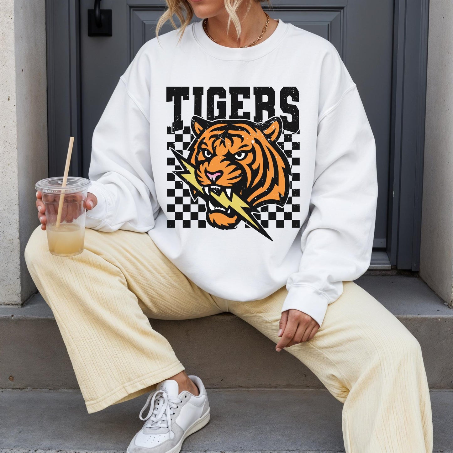 Tigers Basketball mascot, Tigers game day football, football mom crewneck, cute game day sweatshirt, Heather ash unisex sweatshirt