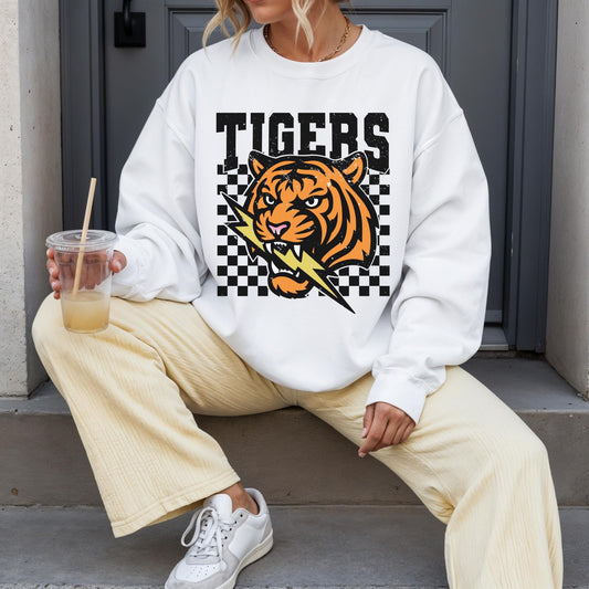 Tigers Basketball mascot, Tigers game day football, football mom crewneck, cute game day sweatshirt, Heather ash unisex sweatshirt