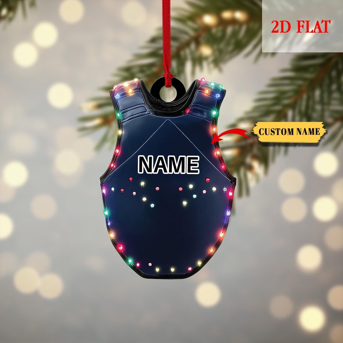 Personalized Taekwondo 2D Flat Ornament, Taekwondo Sparring Gear Christmas Ornament, Gift for Taekwondo Lover, Taekwondo Gear Ornament