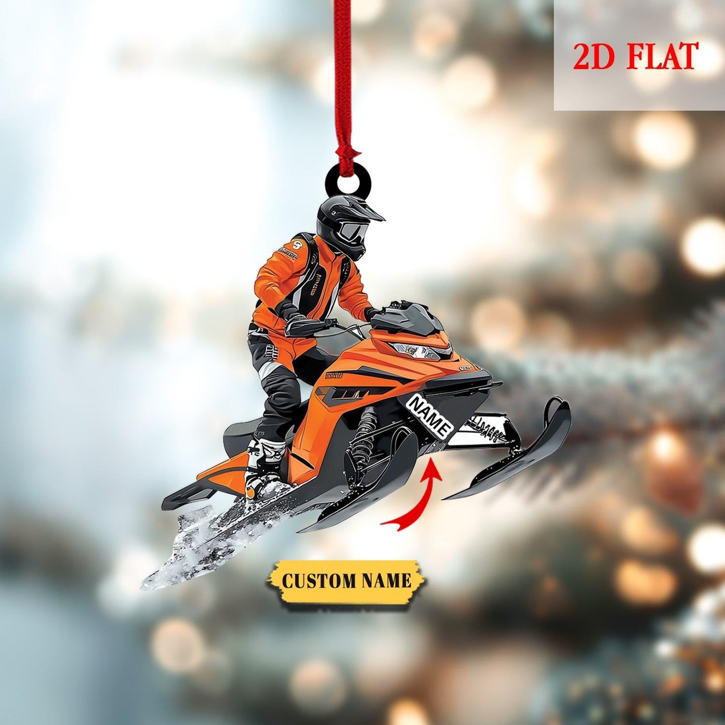 Custom Name Snowmobile Christmas 2D Flat Acrylic Ornament, Snow Mobile Rider Ornament, Snowmobile 2025 Ornament, Outdoor Sport Ornament