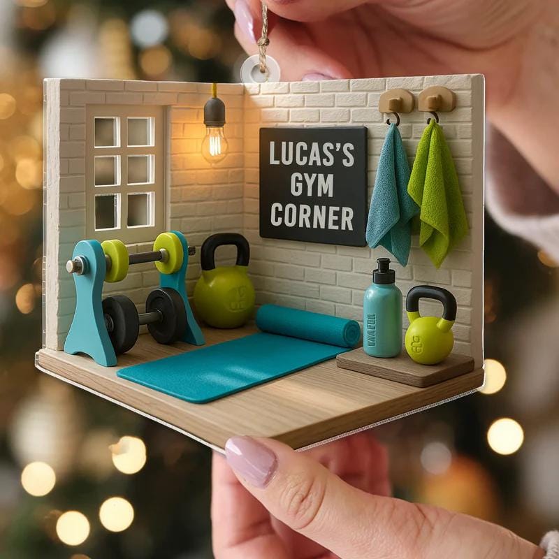 Personalized Gym Ornament 2025 - Custom Fitness Room Christmas Decoration - Home Workout Ornament - Gym Lover Holiday, 2D flat ornament