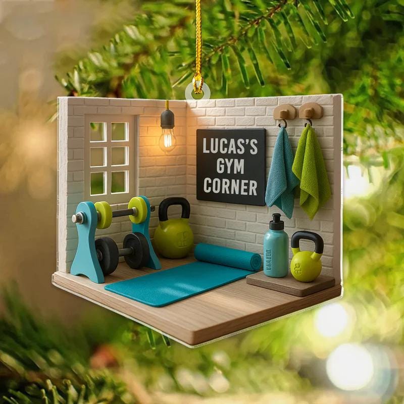 Personalized Gym Ornament 2025 - Custom Fitness Room Christmas Decoration - Home Workout Ornament - Gym Lover Holiday, 2D flat ornament