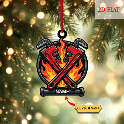 Personalized Fire Hammer 2D Flat Acrylic Ornament, Fire Hero Uniform,Firefighter Christmas Gift, Fire Hammer Gear Keepsake, Gift For Fireman