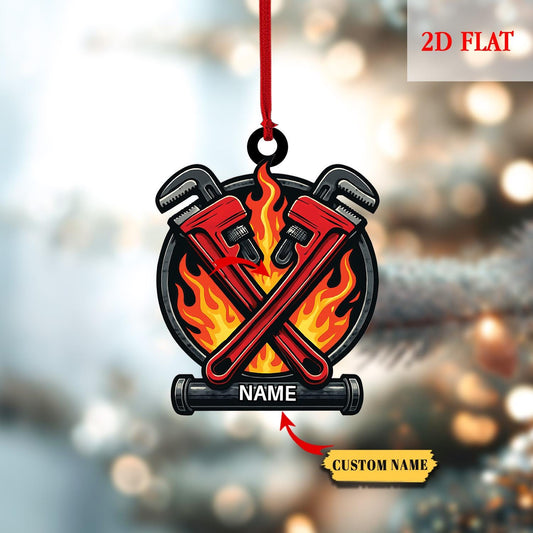 Personalized Fire Hammer 2D Flat Acrylic Ornament, Fire Hero Uniform,Firefighter Christmas Gift, Fire Hammer Gear Keepsake, Gift For Fireman