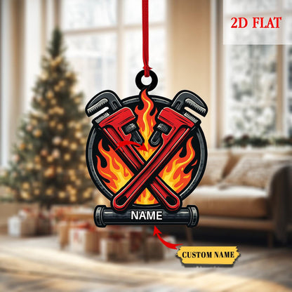 Personalized Fire Hammer 2D Flat Acrylic Ornament, Fire Hero Uniform,Firefighter Christmas Gift, Fire Hammer Gear Keepsake, Gift For Fireman