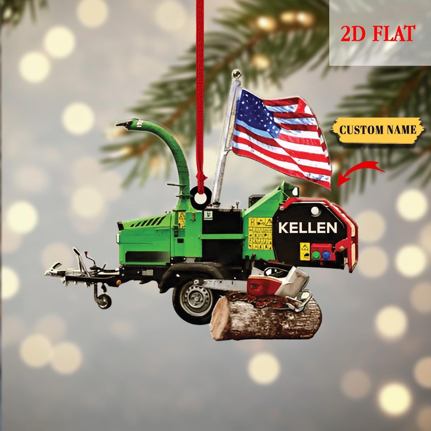 Personalized Name Arborist Chainsaw Christmas Logger Ornament, Christmas Gift For Dad, Gift for Arborist,Tree Trimmer Cutter Decor