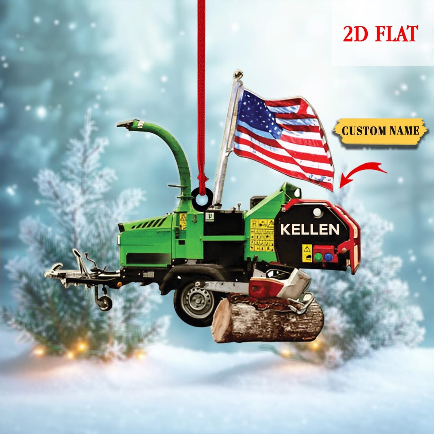 Personalized Name Arborist Chainsaw Christmas Logger Ornament, Christmas Gift For Dad, Gift for Arborist,Tree Trimmer Cutter Decor