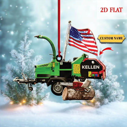 Personalized Name Arborist Chainsaw Christmas Logger Ornament, Christmas Gift For Dad, Gift for Arborist,Tree Trimmer Cutter Decor