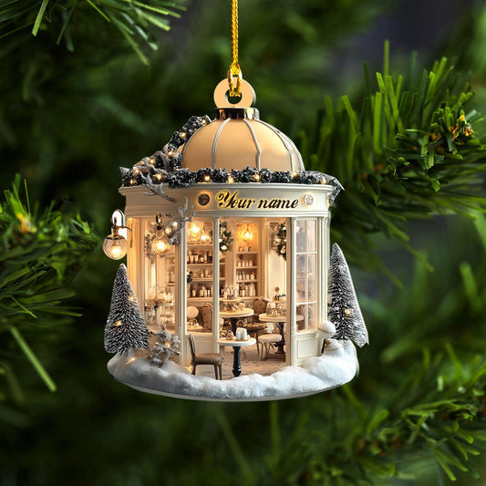 Personalized Coffee Shop Christmas Ornament, Cozy Coffee Lover Gift, Custom Name Miniature Cafe Decor, Unique Barista Holiday Keepsake 2025