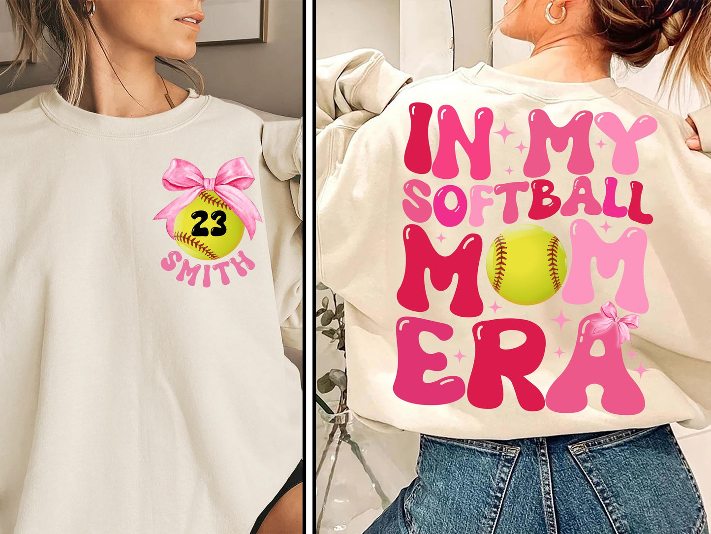 CUSTOM In My Softball Mom Era Sweatshirt, Softball Mom Shirt, Retro Game Day Shirt, Team Mom Gift, In My Era Shirt, Softball Shirt