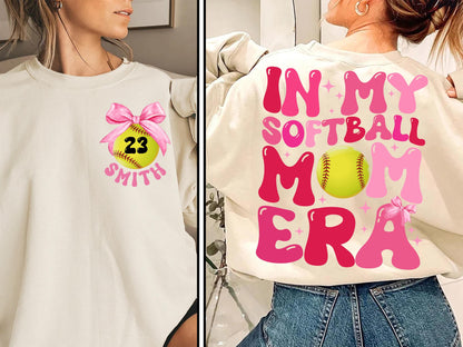 CUSTOM In My Softball Mom Era Sweatshirt, Softball Mom Shirt, Retro Game Day Shirt, Team Mom Gift, In My Era Shirt, Softball Shirt