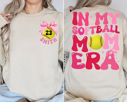 CUSTOM In My Softball Mom Era Sweatshirt, Softball Mom Shirt, Retro Game Day Shirt, Team Mom Gift, In My Era Shirt, Softball Shirt