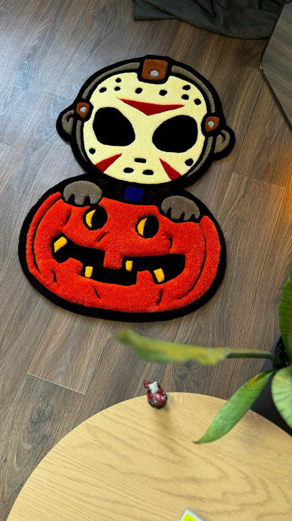 3D Halloween Puffy custom rug Tufted rug Fully rugs scream rugs Custom rug your design rugs for bedroom Cute Horror rug Jason Mask rug