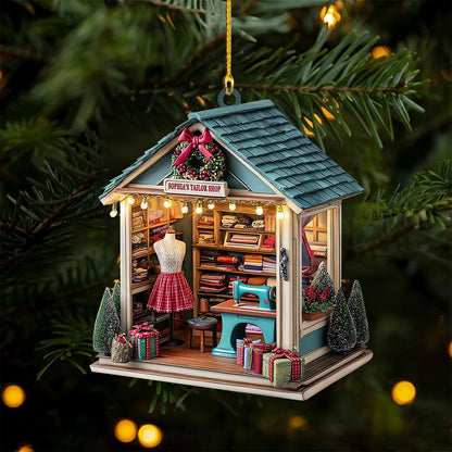 Custom Dreamy Tailor Shop 2D Flat Acrylic Ornament, Sewing Ornament, Gift for Future Tailor, Gift for Sewing Lovers, Xmas Sewing Machine